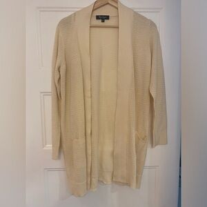 Lily Morgan Women’s Cream Open-Front Knit Cardigan - Size Small - Fall Fashion